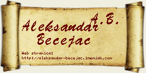 Aleksandar Bečejac vizit kartica